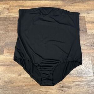 Finesse Plus 1X Black Strapless Bodysuit Slimming Tummy Control Shapewear